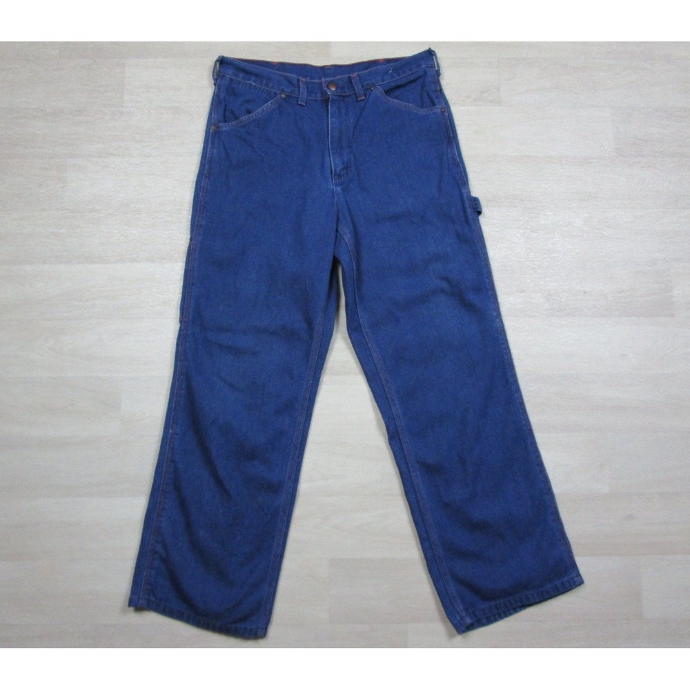 Vintage 70s Big Mac Jeans Men's (31x28) Carpenter Workwear Orange Stitch